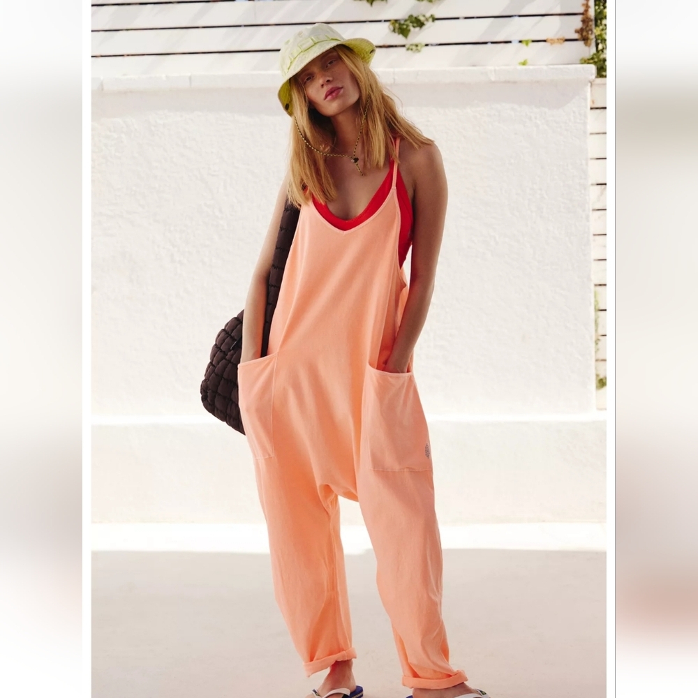 Fp Movement By Free People Hot Shot Onesie In Pastel Peach